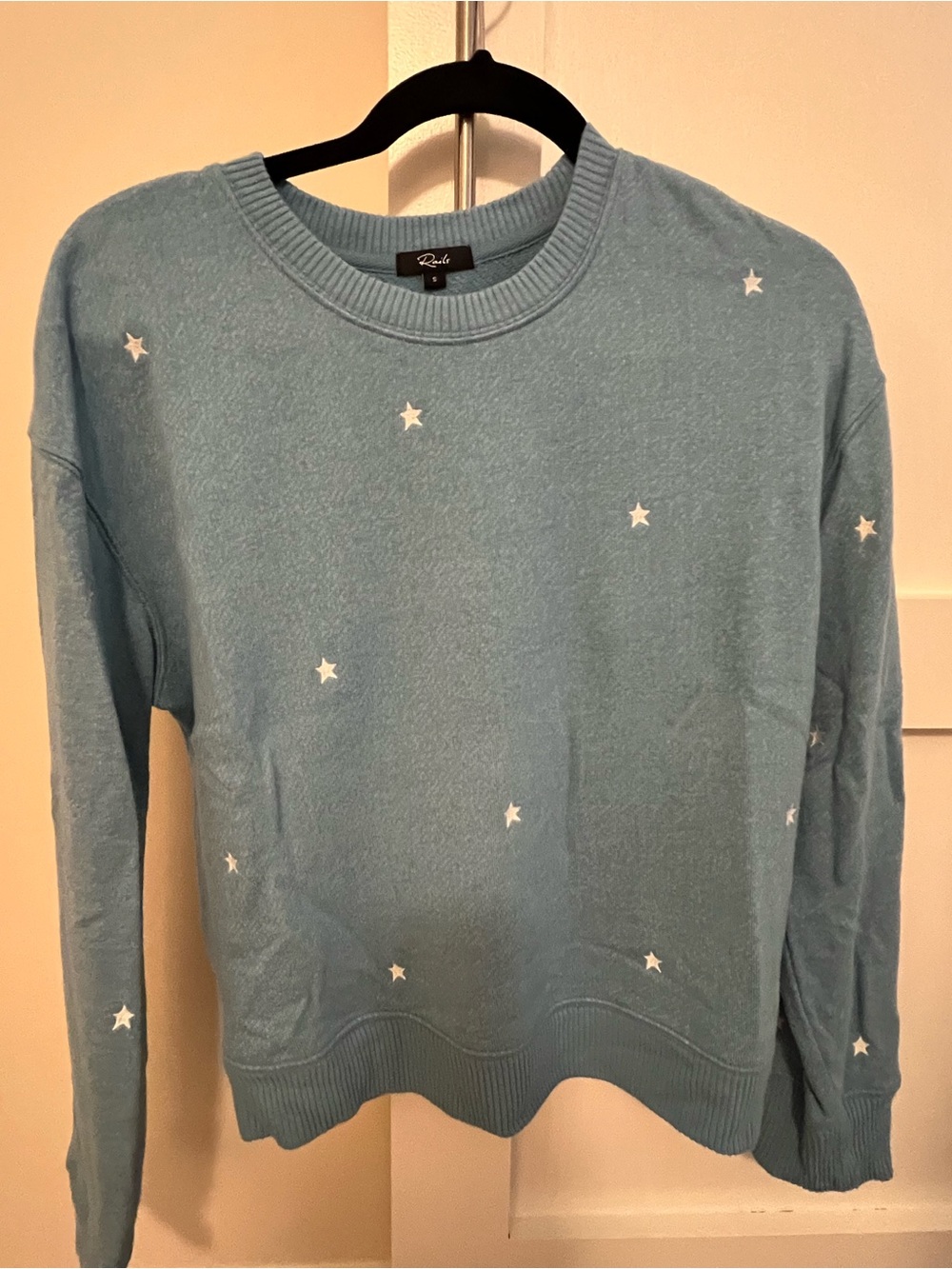 Rails Light Blue Crewneck Sweater with White Star Motif